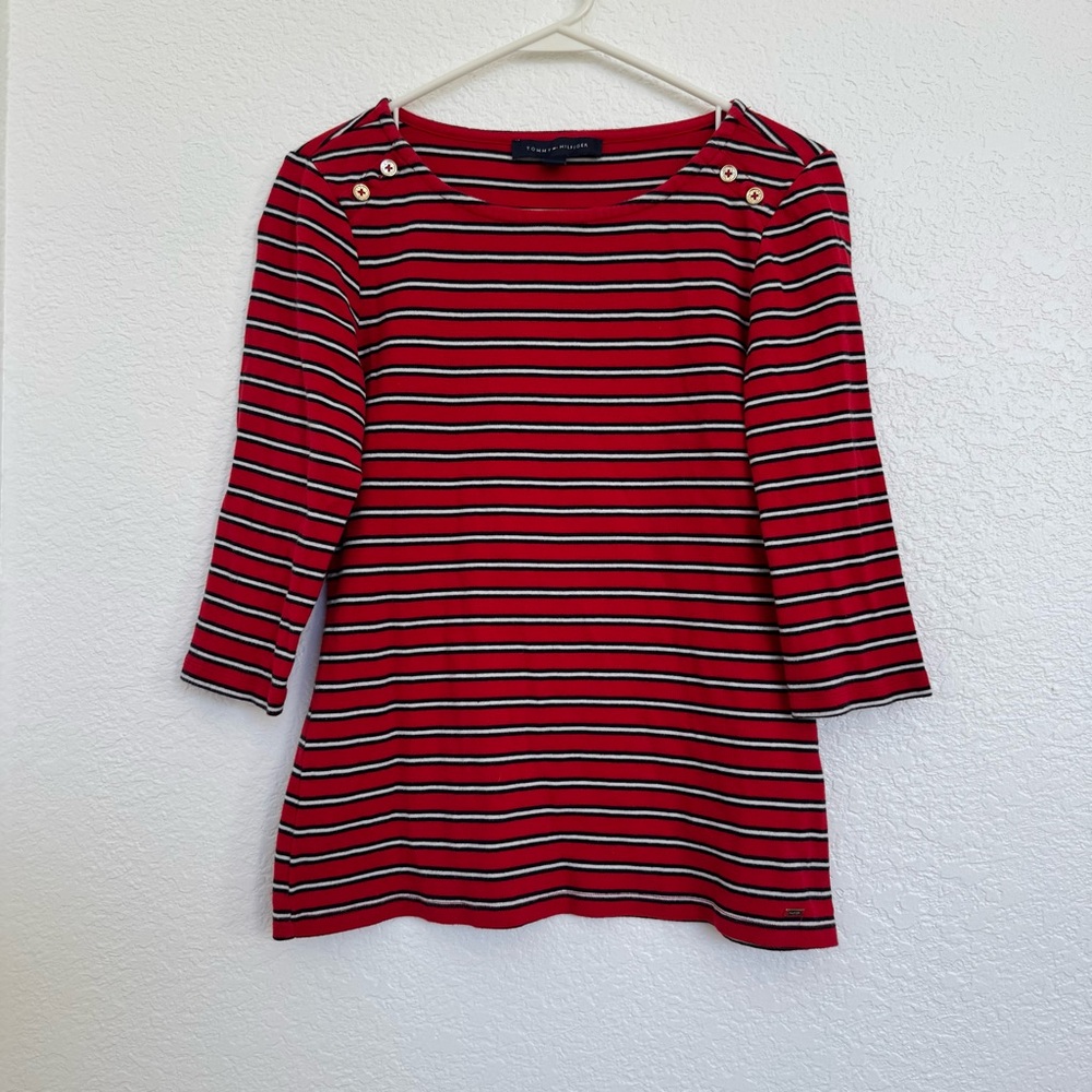 Tommy Hilfiger size M Red and White Striped Top